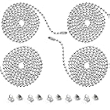 3mm Ceiling Fan Pull Chain Extender Sliver Light Chain Pulls Extenders Great Pulling Force Stainless Steel with 10 Matching Connectors 2 Styles (40 Inch,Silver,4 Pack)