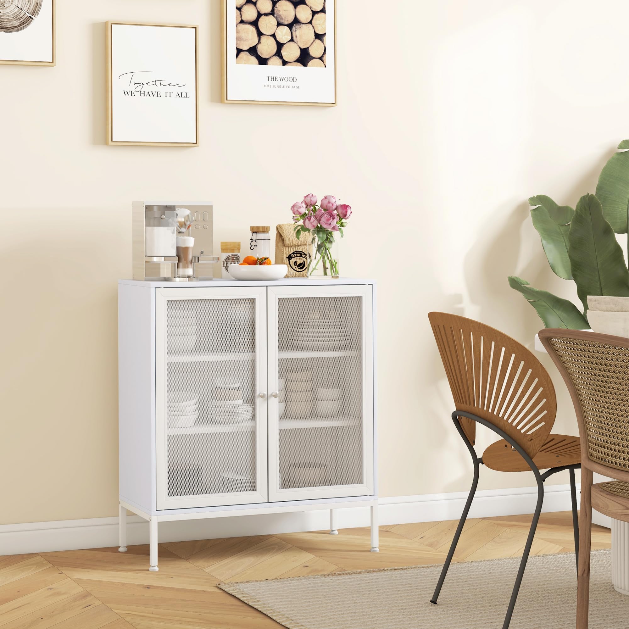 HOMCOM Bufet 2 Drzwi Kuchenny Nowoczesny 80x37x92 cm Biały