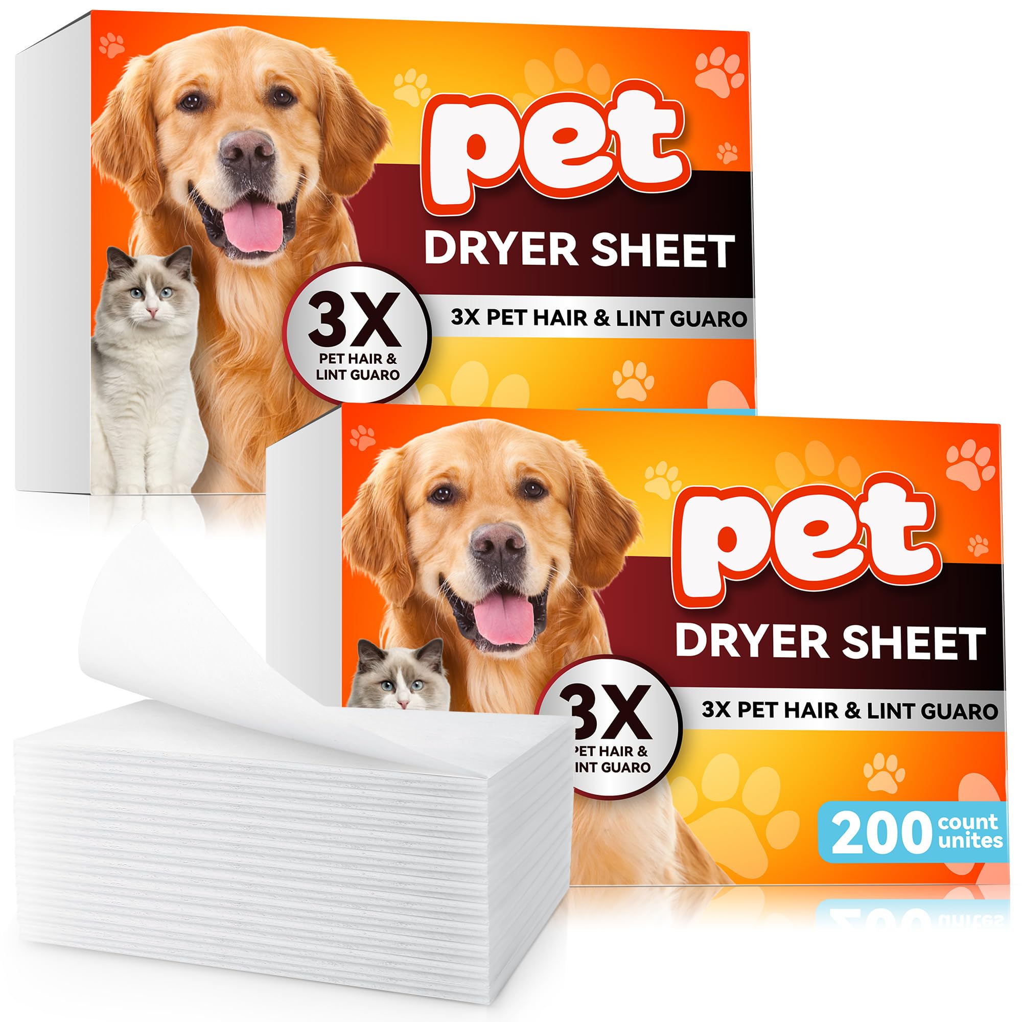 Heigble Pet Hair Remover for Laundry, Lint Dryer Sheets, 3 X Pet Hair Fighters, Reduces Static, Adds Softness (Unscented,400 Count)