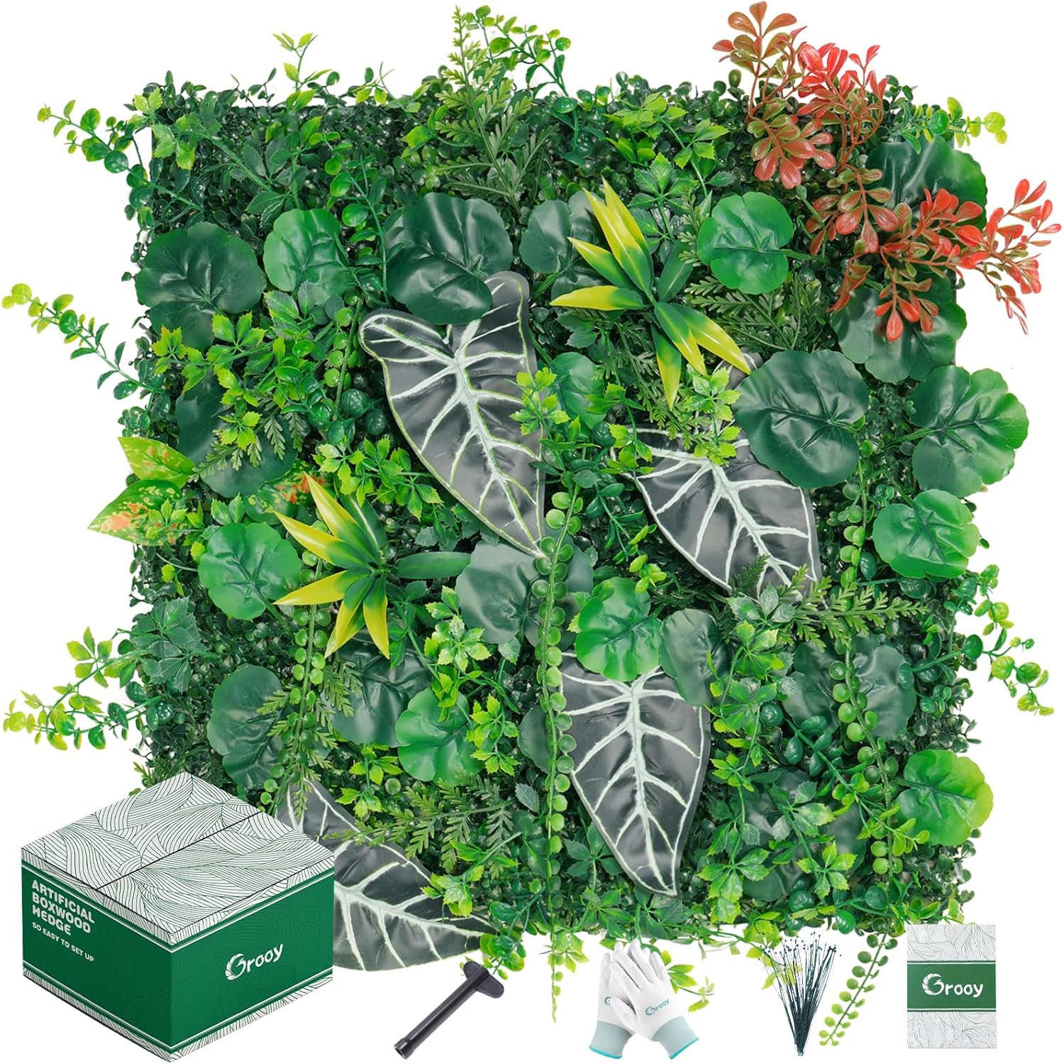 20"x20"(12pcs) Grass Wall, Artificial Boxwood Panels, Grass Backdrop Wall for Privacy Screen, Sun Protected Green Hedge Panels for Outdoor, Indoor, Garden, Fence, Backyard and Décor