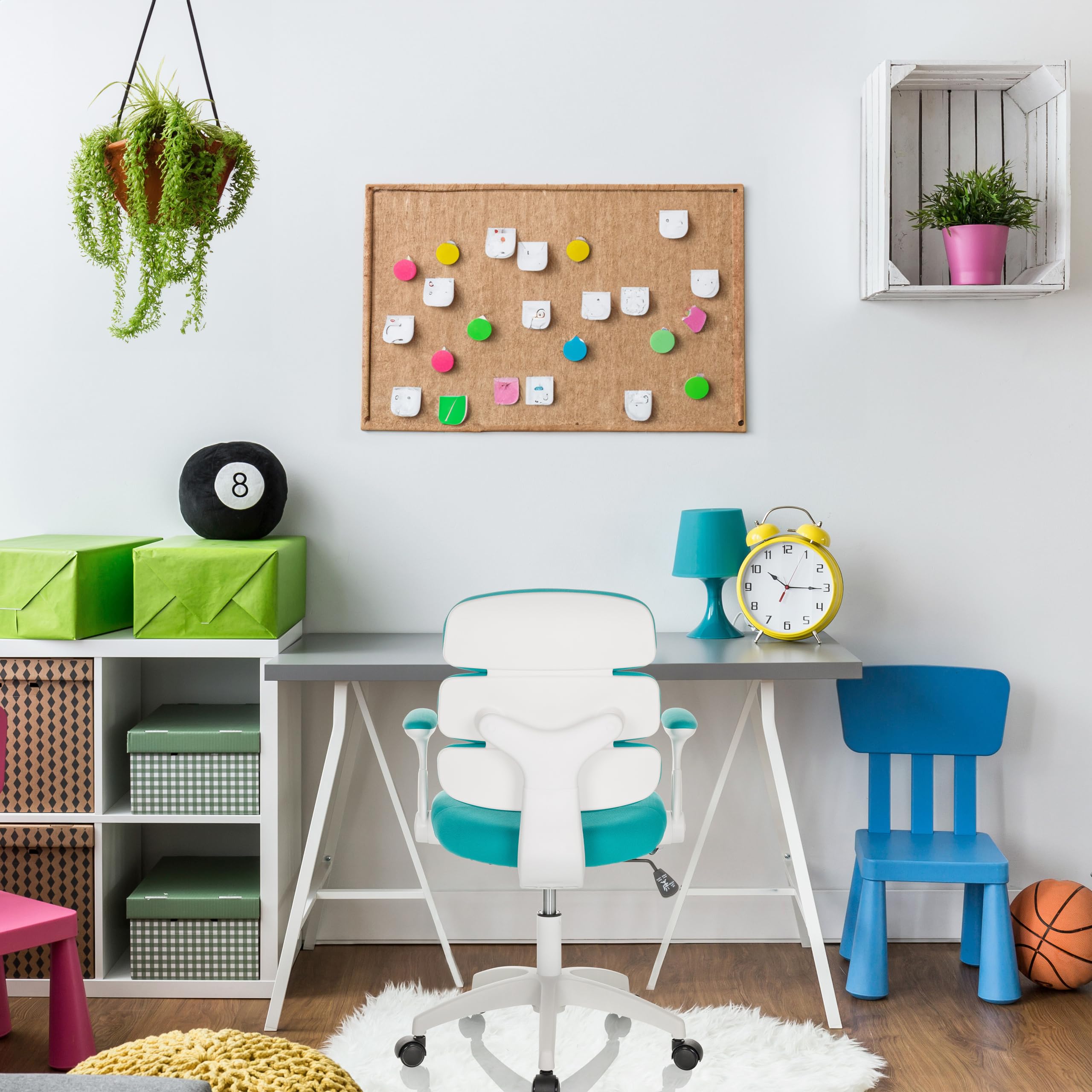 hjh OFFICE Kinderdrehstuhl Kid ERGOLINO W Kinderstuhl mit ergonomischer Rückenlehne, Blau, 736430