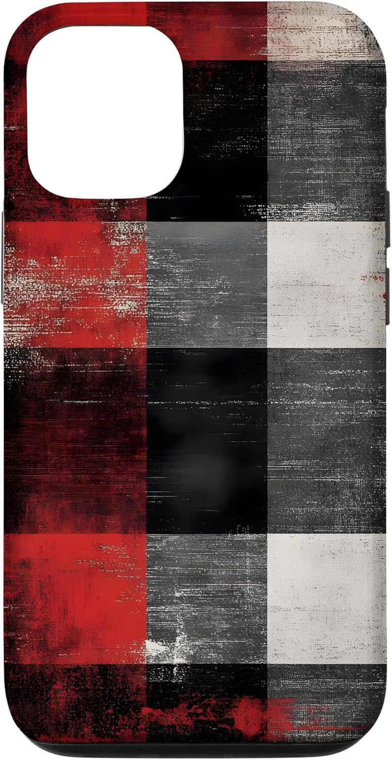 Punk Grunge Checkered Pattern Red Black Case for iPhone 12/12 Pro