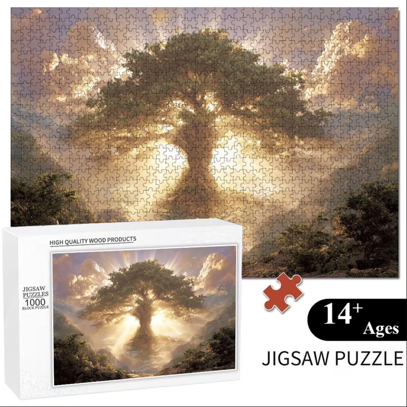 4000 Pezzi Puzzle Adulti - Albero & Tramonto - Fabbricazione in Legno Robusto (Forma Classica) - Decorazione Murale con Poster - Prodotto Riservato ad Adulti e 14 Anni in Su (147x105cm) P3#524