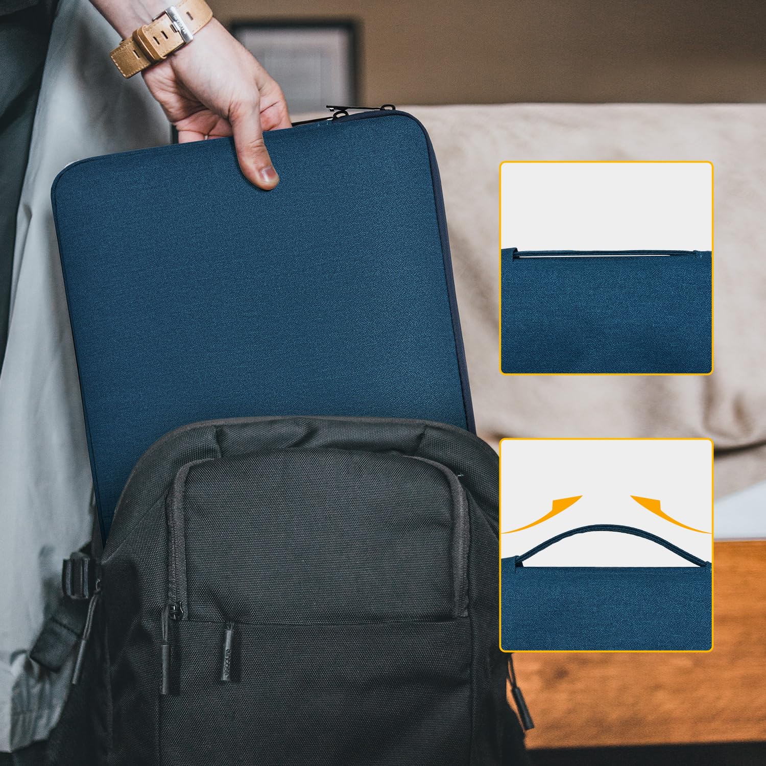 tomtoc Slim Tasche Hülle für 15-Zoll Neu MacBook Air M4/A3241 M3/A3114 M2/A2941 2025-2023, 15 Zoll Microsoft Surface Laptop 7th Edition /6/5/4/3, Wasserabweisend Laptoptasche Laptophülle