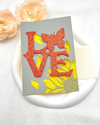 Miniatura 2 de 2 troqueles de corte de metal, plantillas de amor, diseño de flores, mariposas, herramienta de álbum de recortes, plantilla de grabado para