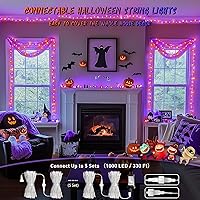 Vista 2 de JMEXSUSS 200 luces LED de Halloween para el aire libre, 66 pies, luces moradas y naranjas para decoraciones de Halloween, para interiores