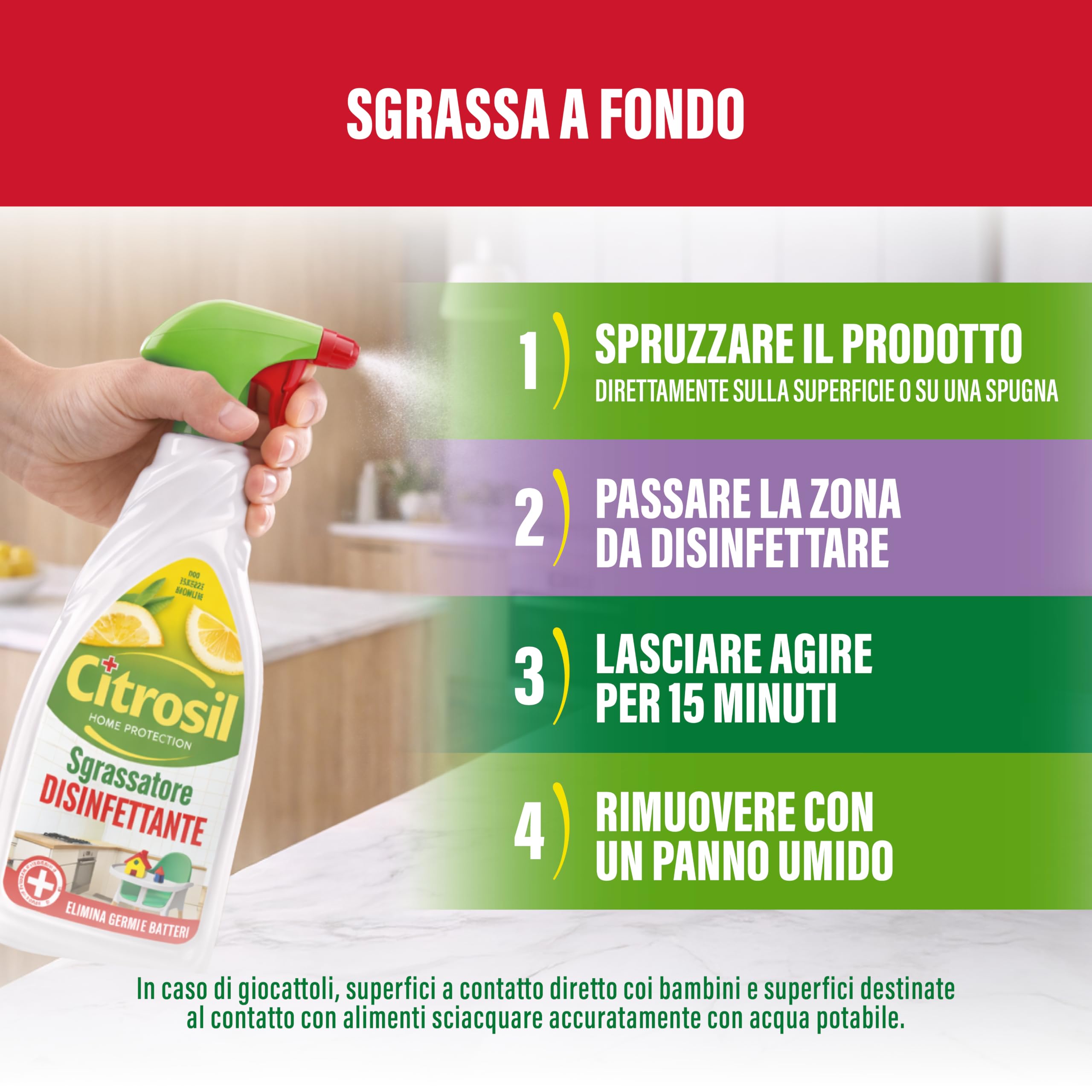 Citrosil Sgrassatore Disinfettante Superfici, essenze di limone, 650 ml x12 | Sgrassa a fondo ed elimina fino al 99,9% di germi e batteri. Grazie alle essenza di limone lascia una piacevole profumo