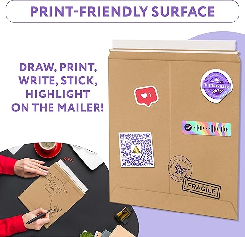 Vista 12 de Sobres rígidos de papel kraft marrón natural, 20 x 27 pulgadas. Paquete de 5 sobres de cartón. Sobres resistentes y planos con cierre autosellado.