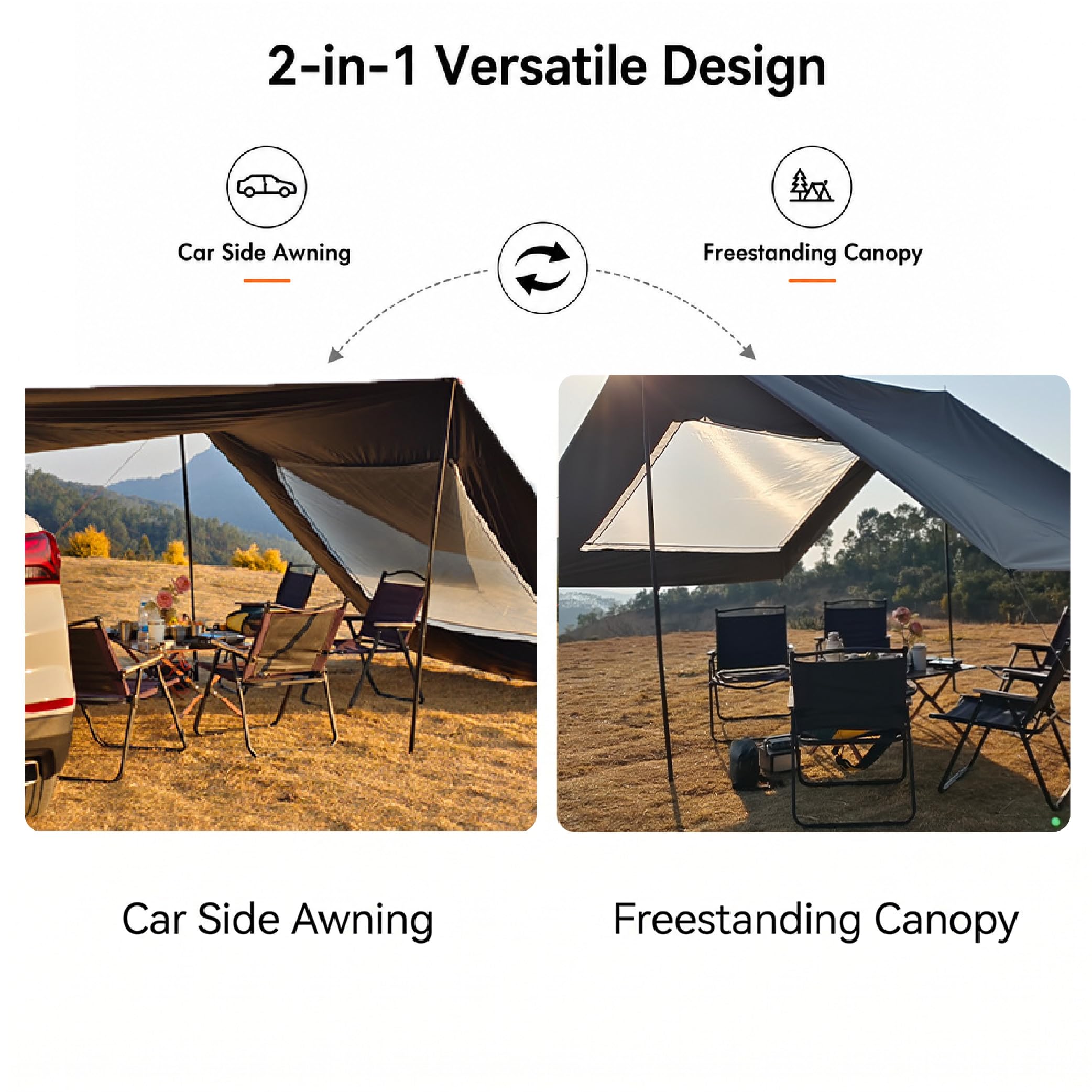 Tendalino Auto per Volvo V90 Cross Country 2016-2020, Tenda da Campeggio per SUV con Tessuto Impermeabile UV, Montaggio Rapido Ventilato per Viaggi,A-Black