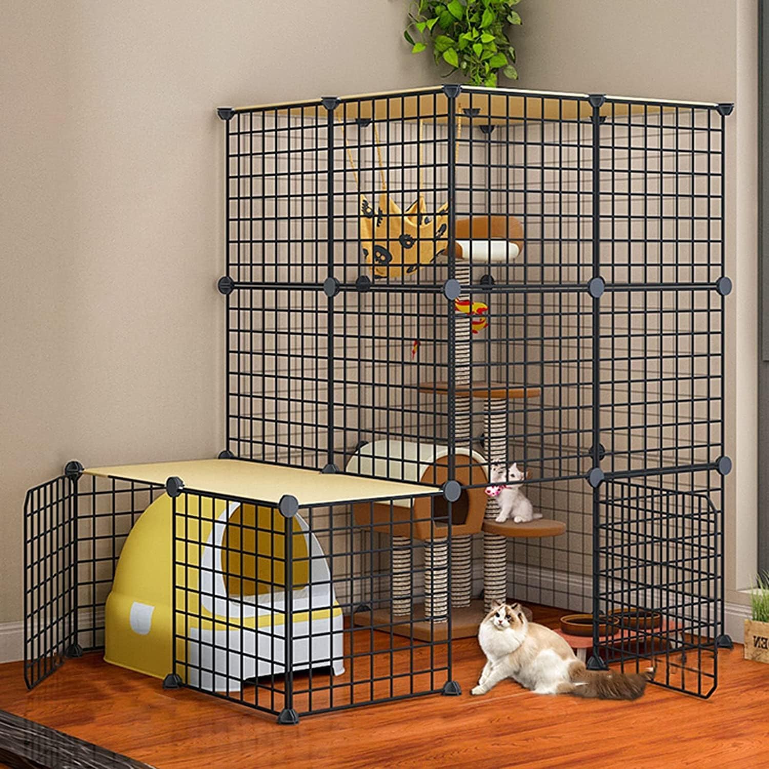 Grande cage pour chat pliable résolvant le manque d'espace vital