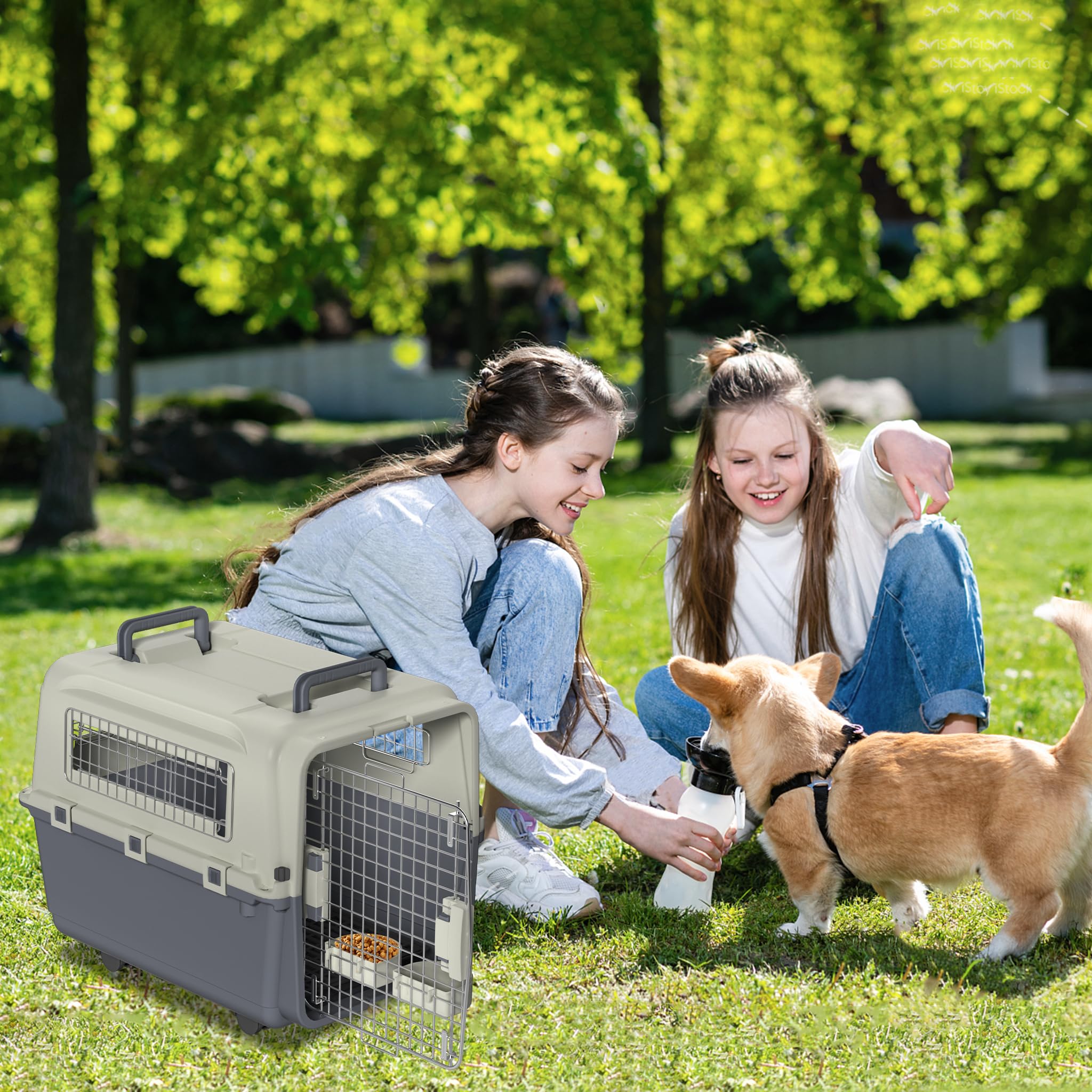 Trasportino per cani e gatti, 67 x 51 x 58,5 cm, con chiusura di sicurezza e ruote, trasportino per auto, aereo e viaggio, fino a 12,5 kg