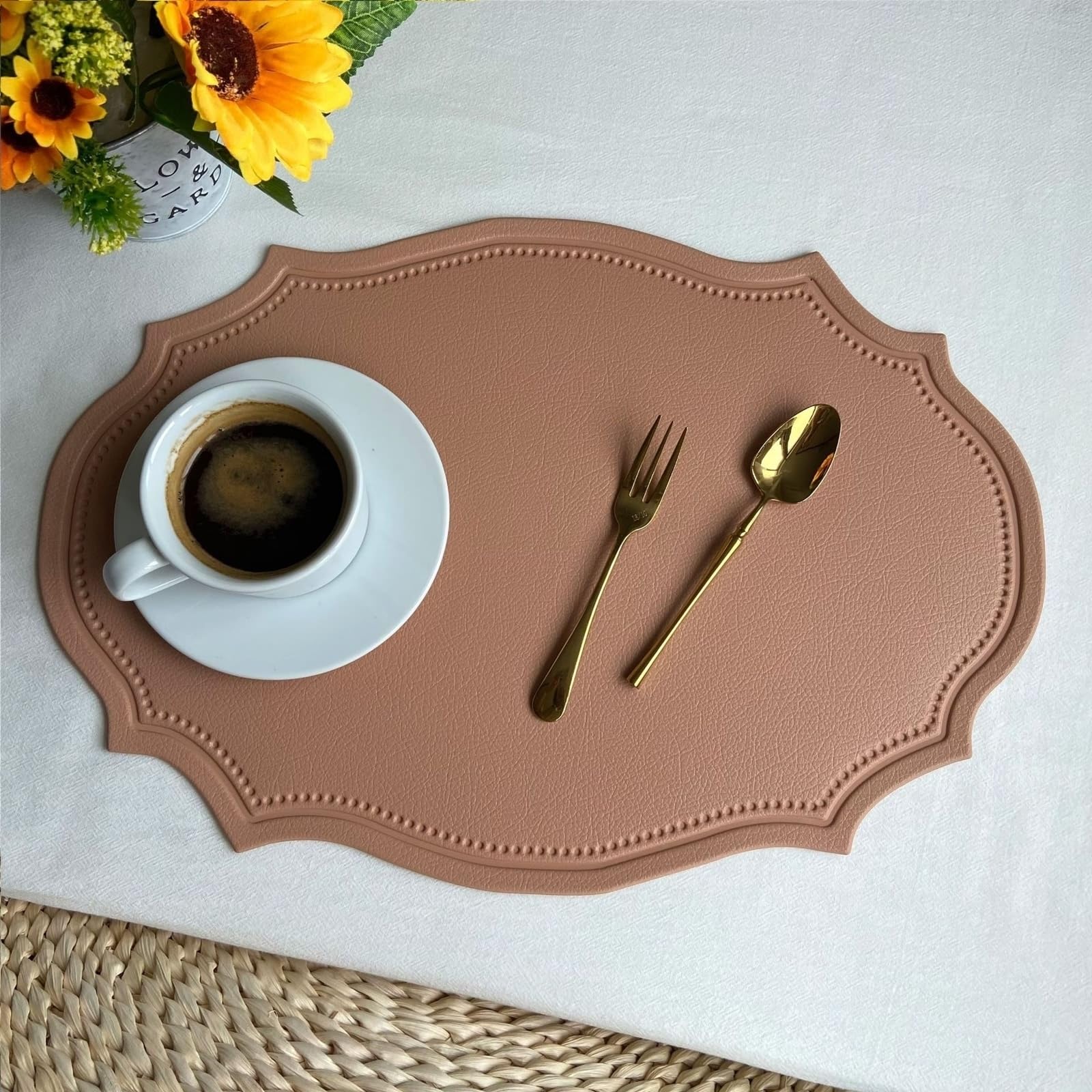 Set de table rose uni irrégulier 29,5x43 cm salle à manger lot de 2