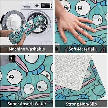 Amazon | 玄関マット ハンギョドン アニメ 浴室マット 吸水 速乾 抗菌