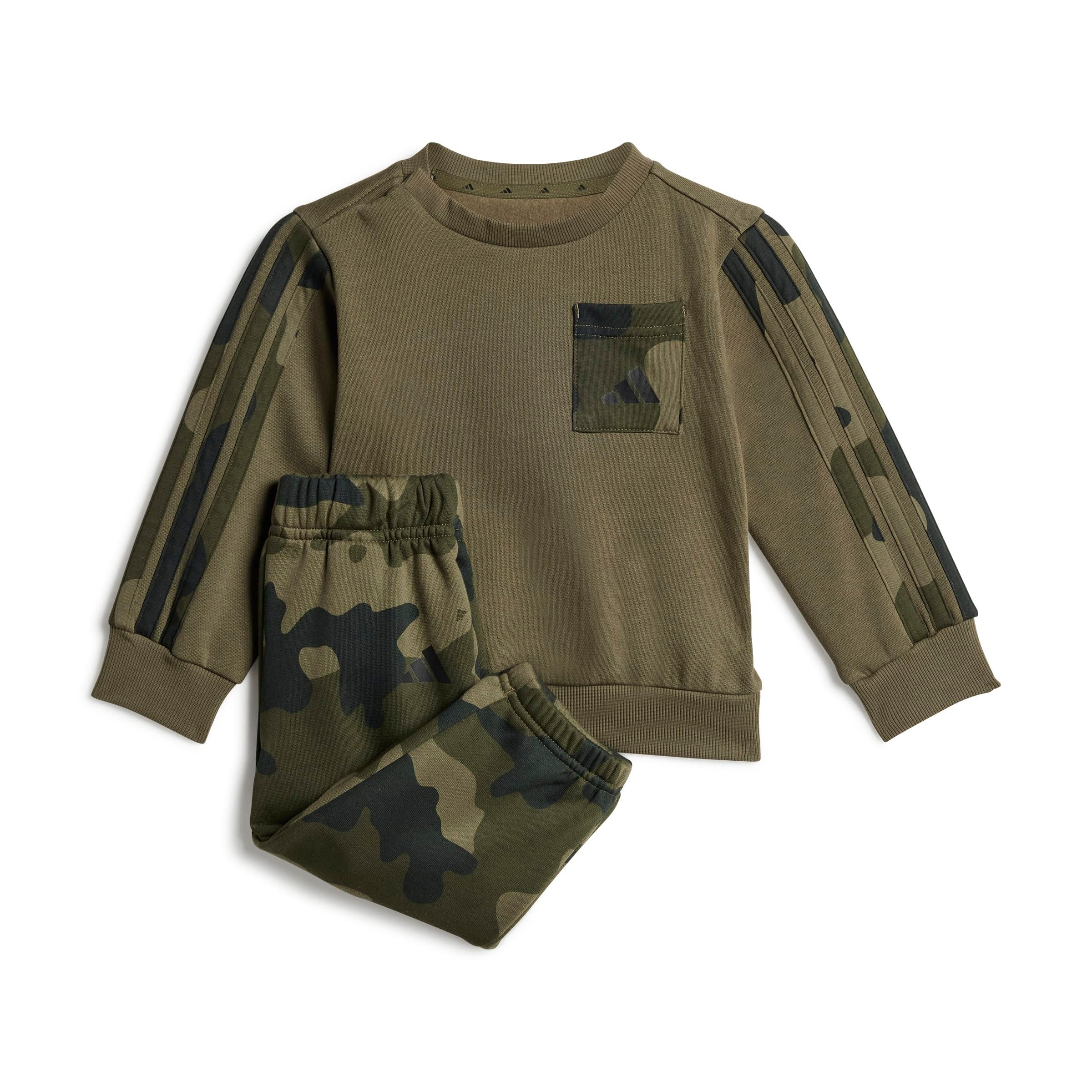 adidas UNISEX KIDS Seasonal Essentials Infants Camo Fleece Jogger Set in French Terry 2-3Y