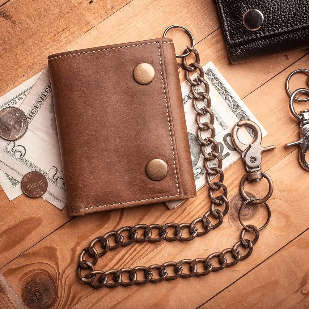 Amazon.com: Chain Wallets for men Biker Chains Top-Grain Cow