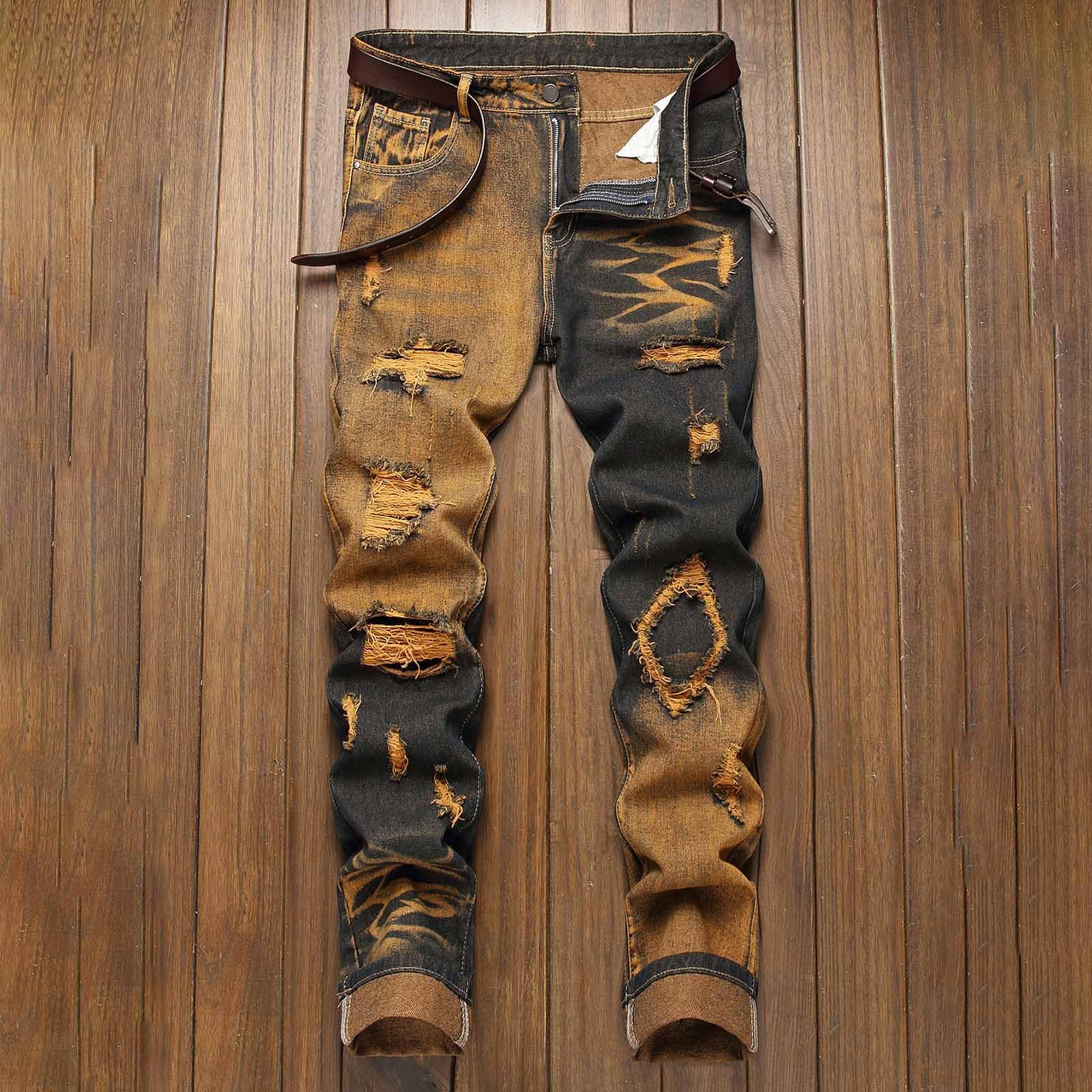 Pantaloni in denim da uomo, skinny, pantaloni cargo strappati, streetwear, traspiranti, per il tempo libero, leggeri, slim fit, outdoor, casual, da spiaggia, dritta, jeans