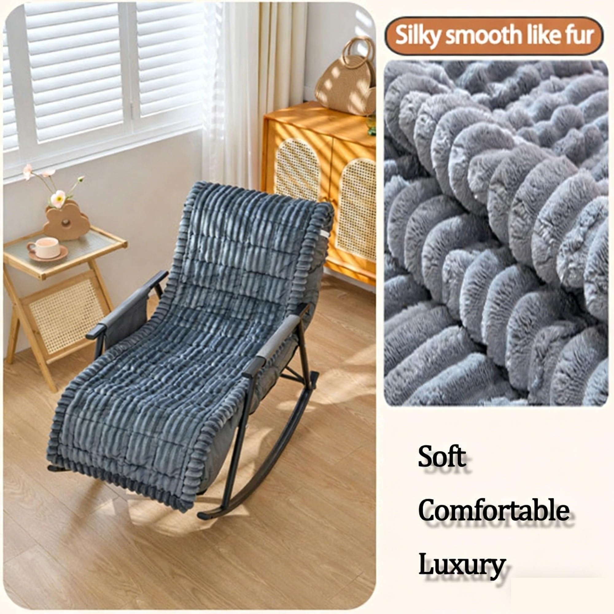 Sesselschoner Anti-Rutsch mit elastischen Bändern, weicher Cord Sesselüberwurf, waschbare Sesselauflage für Haustiere, passend für Relaxsessel Liegestühle Sofa(Dark Gray,20x71in)