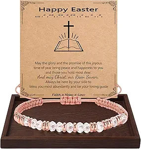 Btysun Morse Code Bracelets for Women Christmas Gift Stocking Stuffers for Teens Pink Braided Bracelets Inspirational Best Friend Birthday Gifts for Her High School Graduation Gifts for Her 2025 Mom Bracelet Jewelry