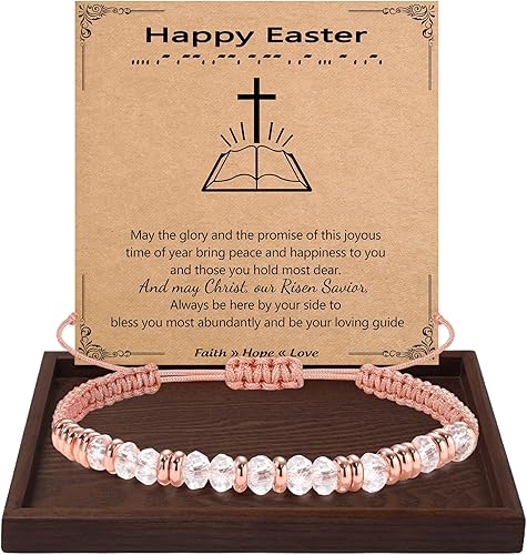 Btysun Morse Code Bracelets for Women Christmas Gift Stocking Stuffers for Teens Pink Braided Bracelets Inspirational Best Friend Birthday Gifts for Her High School Graduation Gifts for Her 2025 Mom Bracelet Jewelry