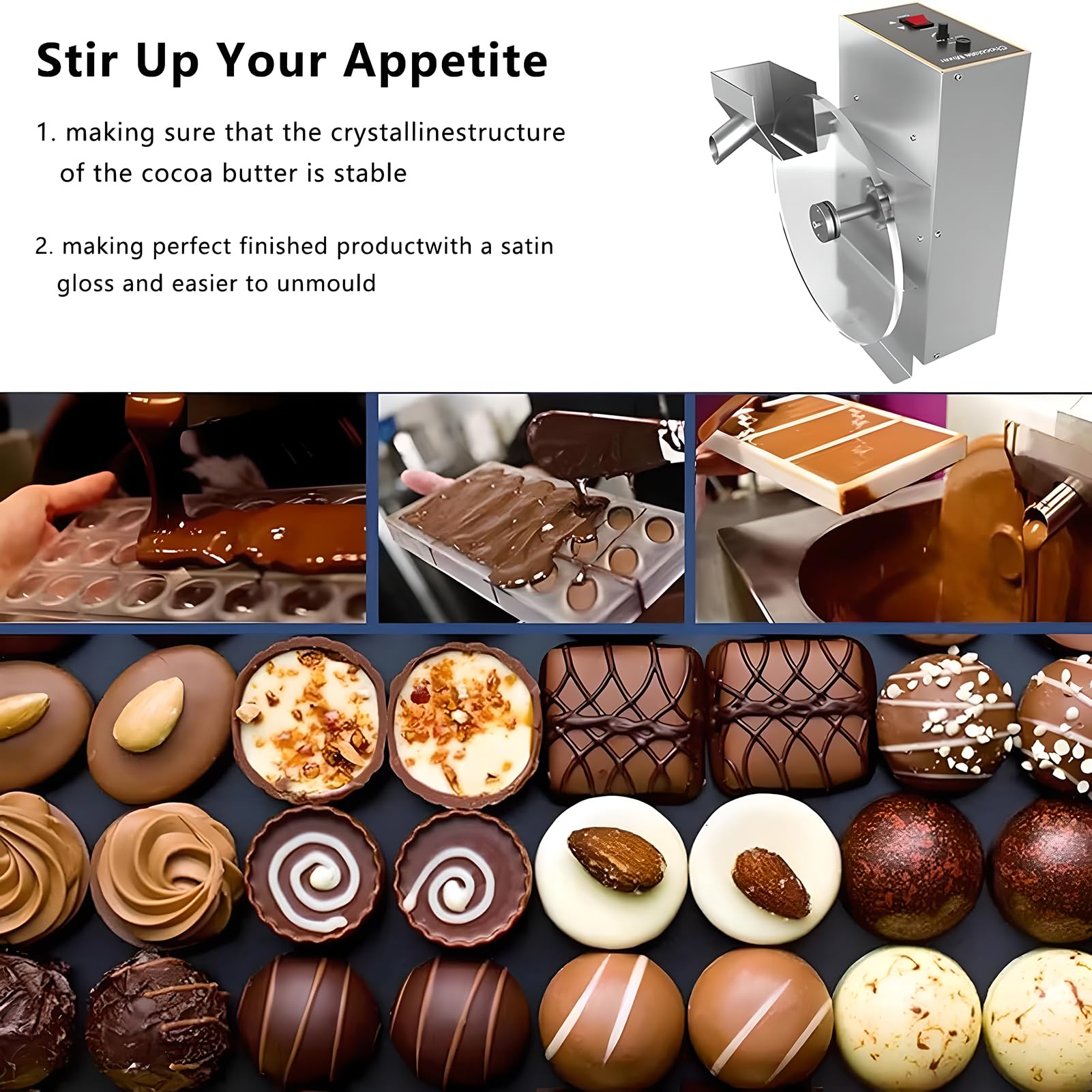 Melting Pot e Mixer al Cioccolato, Miscelatore in Acciaio Inossidabile, Temperatura Regolabile (86~203 ° F), per la Preparazione di Fragole Coperte per la Torta Pop Cookie