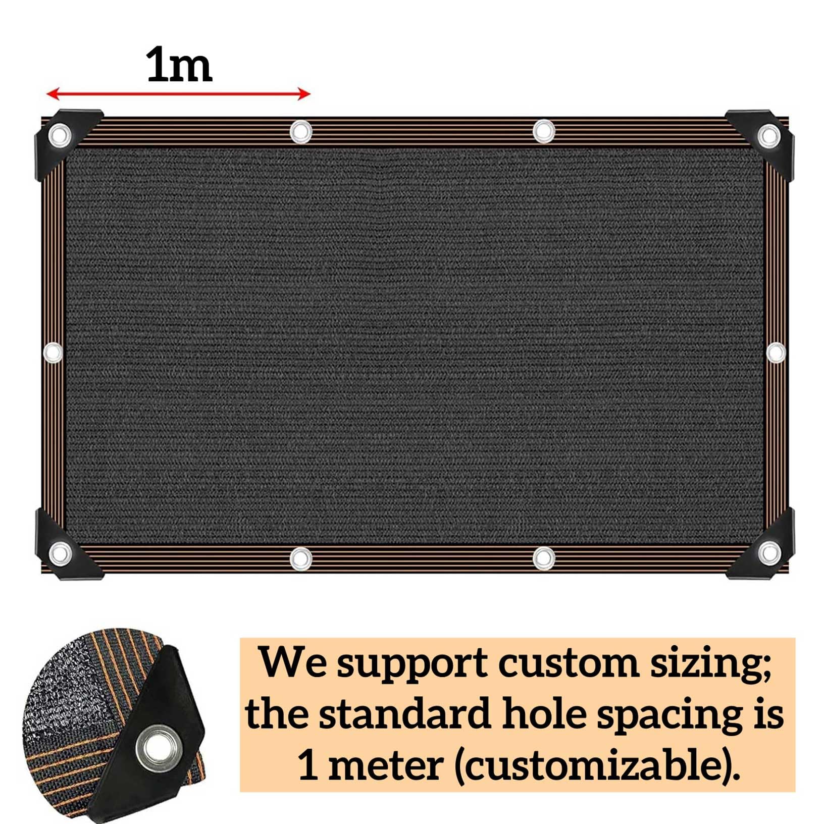 Malla de Sombreo 100 x 1000 cm con Ojales 85% de Tasa de Sombreado Toldo Vela de Sombra Transpirable, Resistente Viento para Invernadero, Jardín, Granero, Exterior, Negro