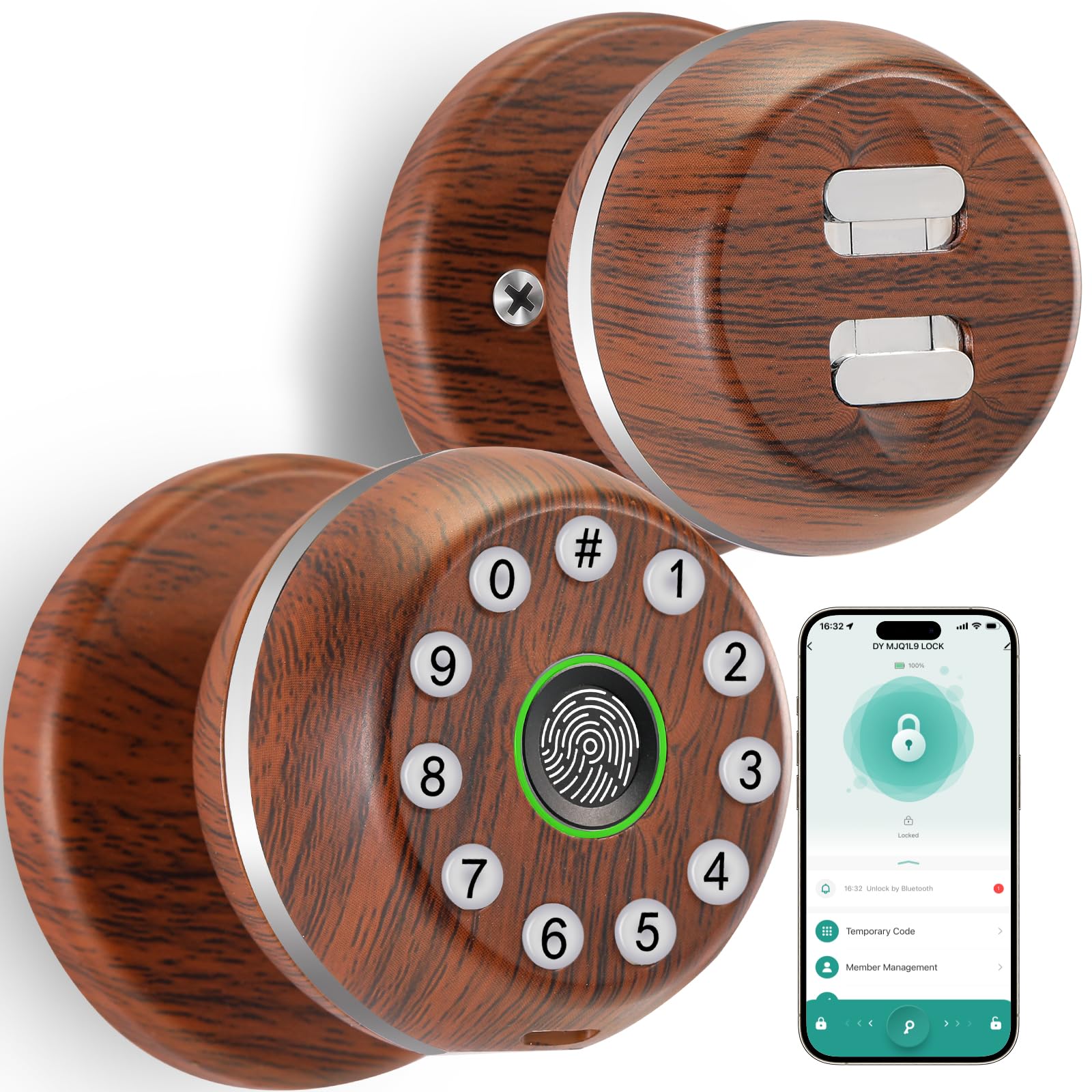 Serrure de porte à empreintes digitales et bouton connecté à code avec application