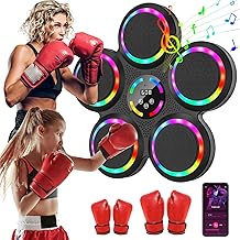 Music Boxing Machine, LED Musical Boxing Machine with 2 Gloves, 9 Speeds, 9 Training Modes, Musical Wall Boxing with Bluetooth and Smart Counting and Music Beat Lights
