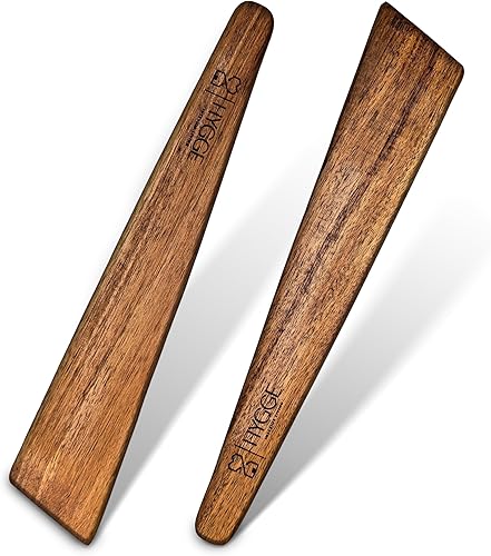 Espátula de madera de 12 pulgadas para cocinar, voltear, raspar, girar, espátula de cocina plana de madera, aleta para hierro fundido, sartén,