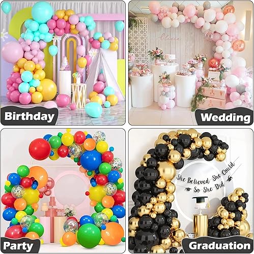 Miniatura 7 de AerWo Actualizado Soporte de arco de globos, soporte de globo de medio arco de 8.2 pies + 6 pies con base, marco de arco de globo curvado superior