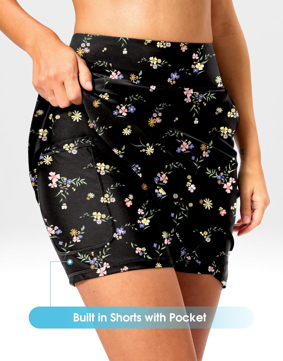 Viodia Women's 18" Long Swim Skirt High Waisted Modest Skort Bathing Suit Swimsuit Bottoms Tankini Bikini with Skirts - Image 5