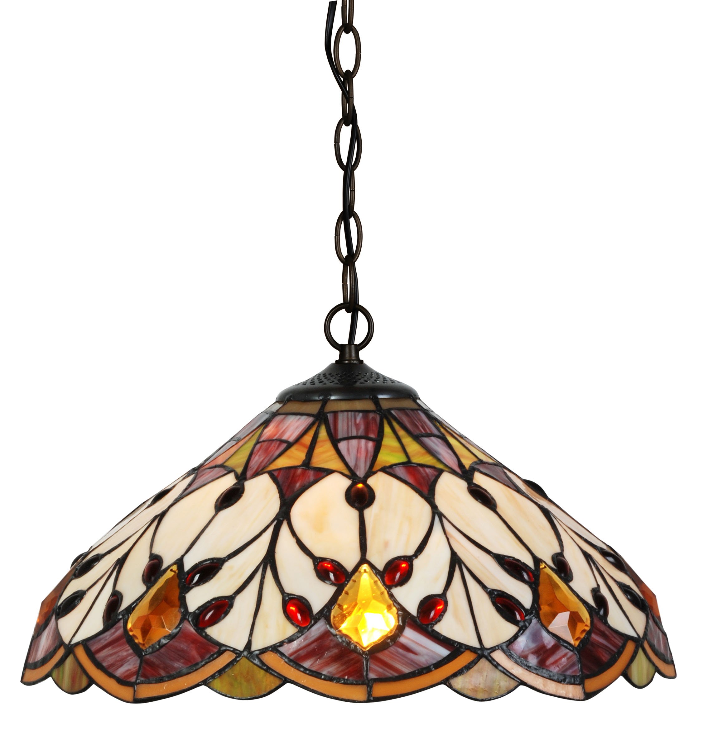 Handcrafted Tiffany Style Pendant Lamp 16 inch Shade Diameter, 55 inch Base Height