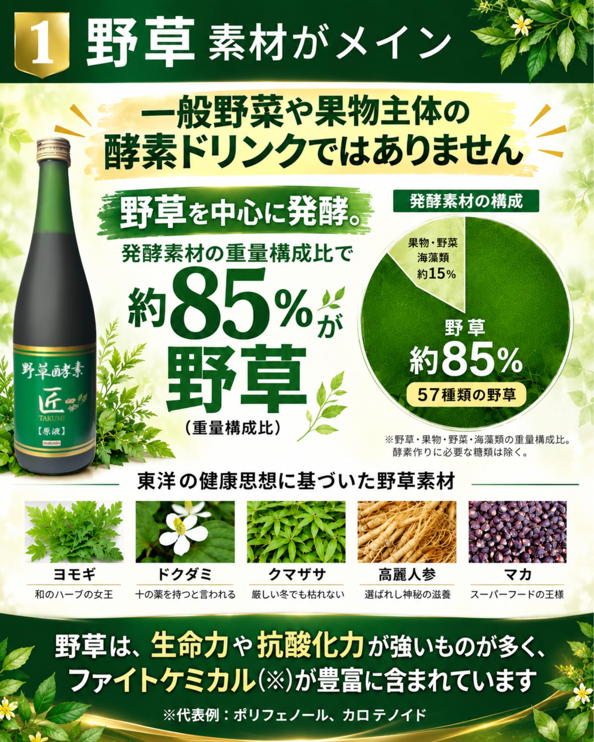 Amazon | 野草酵素 匠 無添加 720ml 1本 原液 濃厚 抗酸化 腸活 美肌