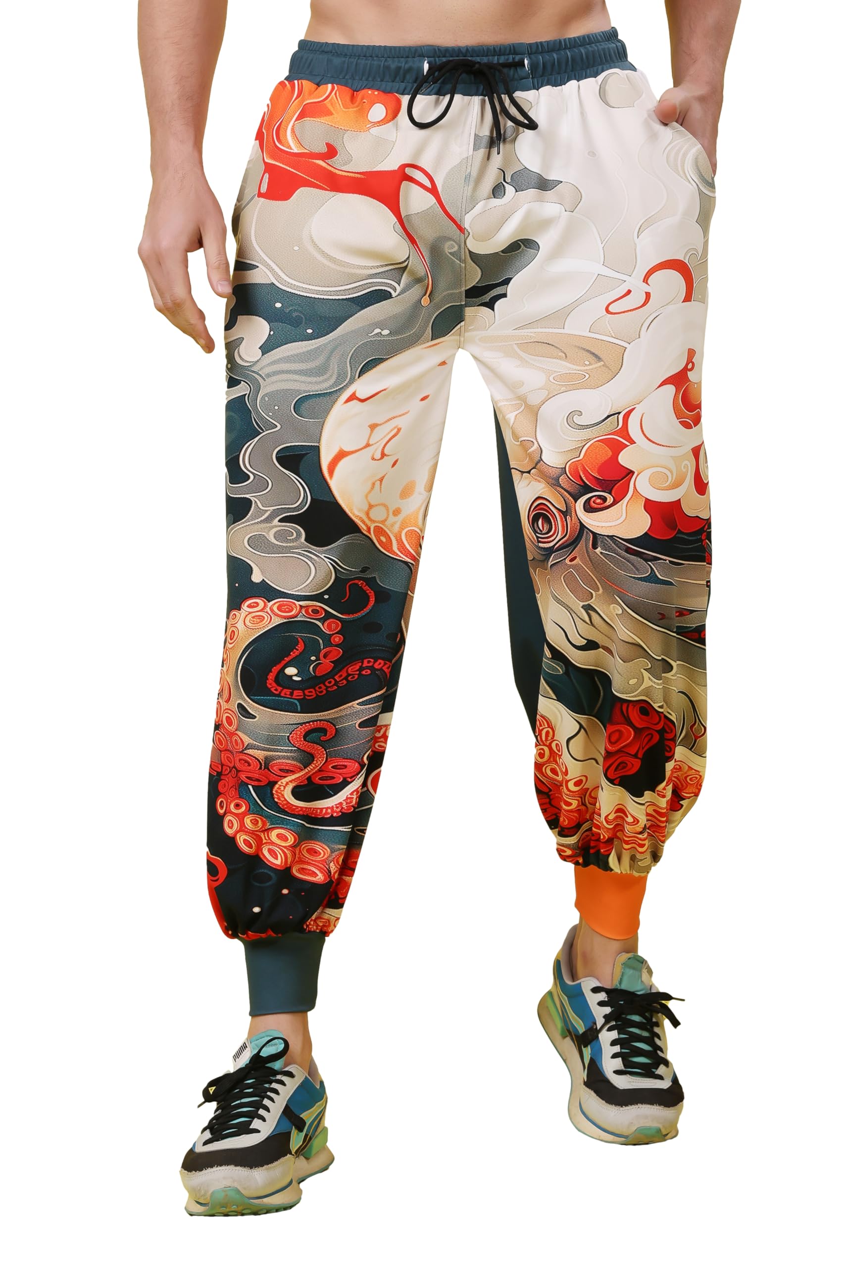 yellow tree Printed Harem Pants, Loose Fit, Ankle Length, Multicolour, Polyester Casual Jogger, Drawstring Sweatpant Streetwear Trousers-picture-32