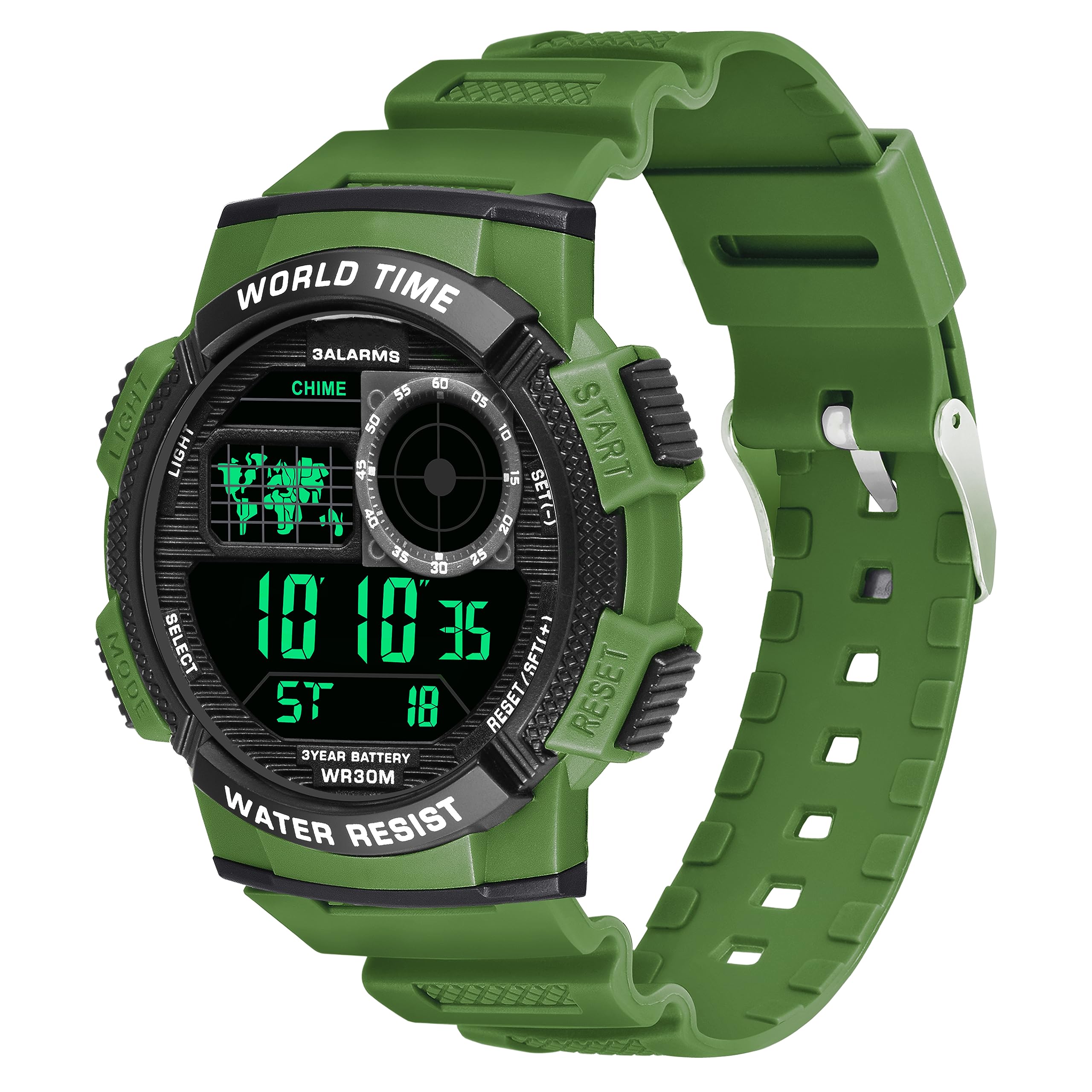 Shocknshop Rubber Digital Sports Slim Round Dial Unisex Multifunctional Watch For Men And Women -Wch25 (Green), Green Band (B0CGLYJJY5) Amazon Price History, Amazon Price Tracker