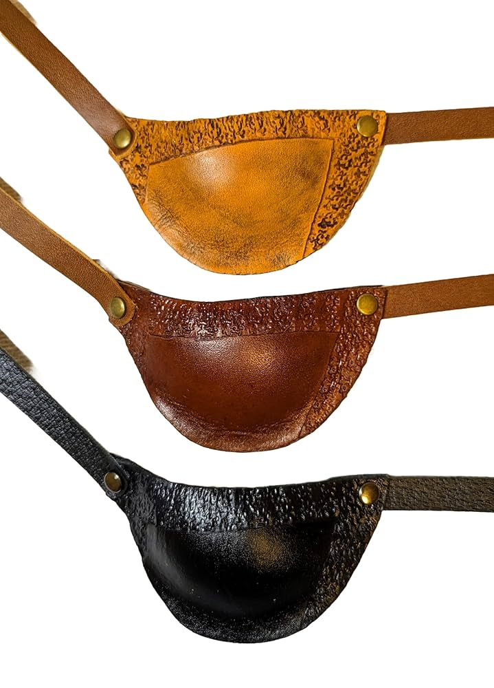 Amazon.com: Handmade Black Brown Real Leather Eye Patch with