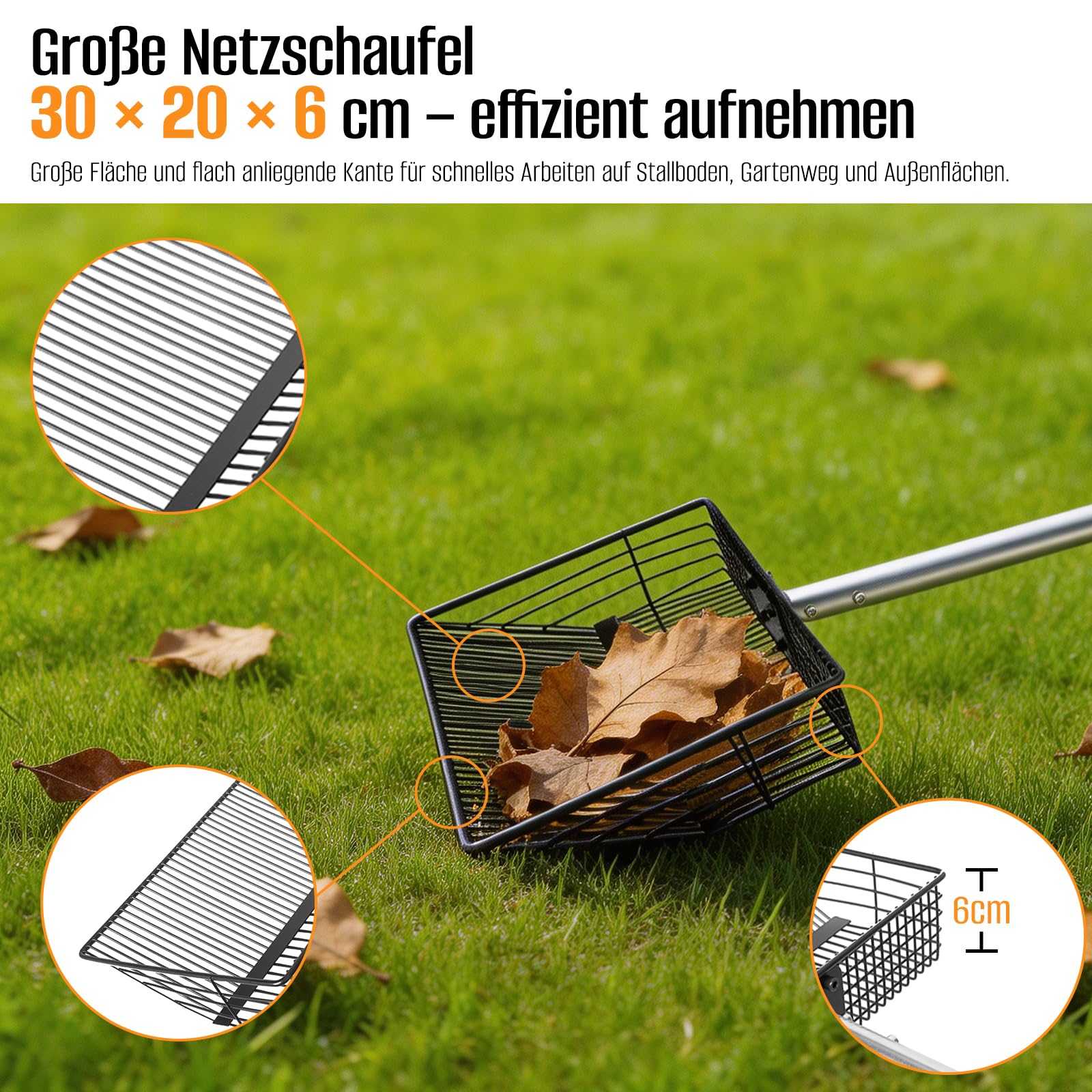 Hühnerkotschaufel Lang, Multifunktional Chicken Poop Scooper, Einstellbare Siebschaufel, für Hühnerstall Trennung von KOT und Schutt von Sand, Hühnerstreu Schaufel, Hühnerstall Zubehör (155CM)