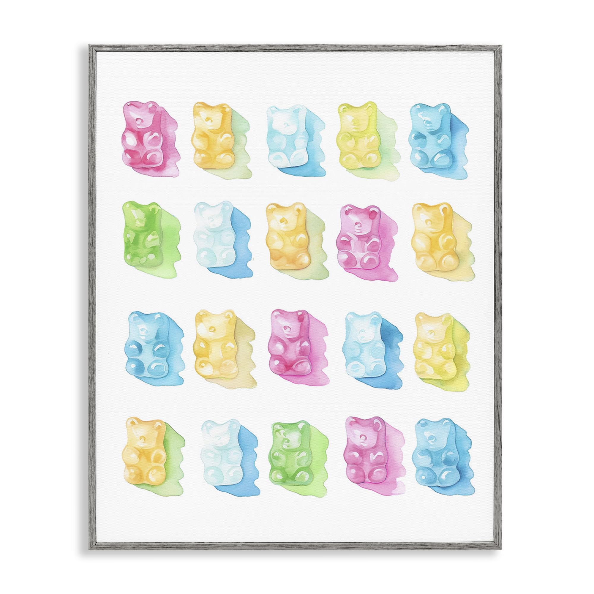 Giclée Art Design Pastel Candy Bears Stupell encadré blanc de qualité