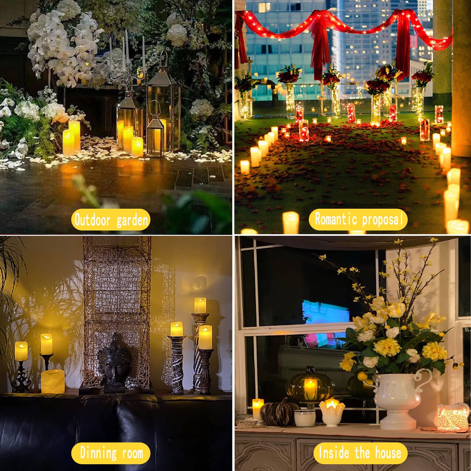 Velas LED,5 Llama LED Parpadeante (13cm,14cm,16cm, 18cm,20cm),Velas sin Llama,funciona con pilas,cera real,Con Control Remoto y Función Temporizador(Clase de eficiencia energética A)