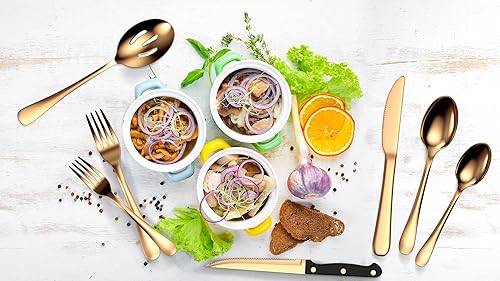 Miniatura 2 de Tribal Cooking Juego de cubiertos de 49 piezas, servicio para 8 personas, juego de cubiertos de acero inoxidable, cuchillos, tenedor y cuchara, apto