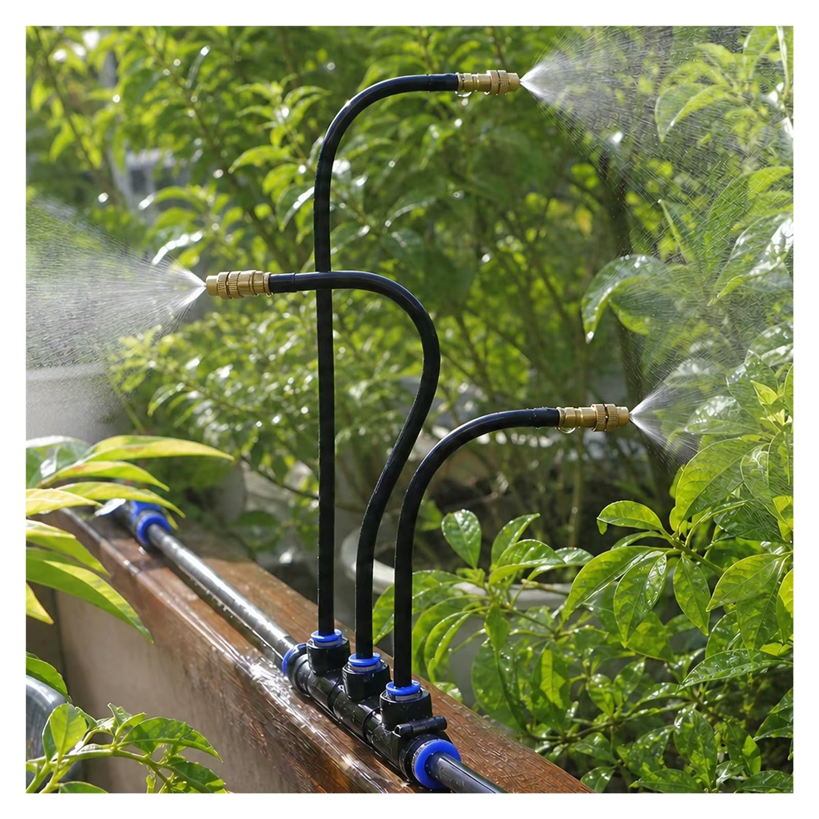 Kit De Sistema De Nebulización para Refrigeración Boquillas De Latón Giratorias 360° Y Flexibles Nebulizador para Patio Exterior con Filtro Y Manguera De PE para Riego De Jardín | 30m/98.5ft