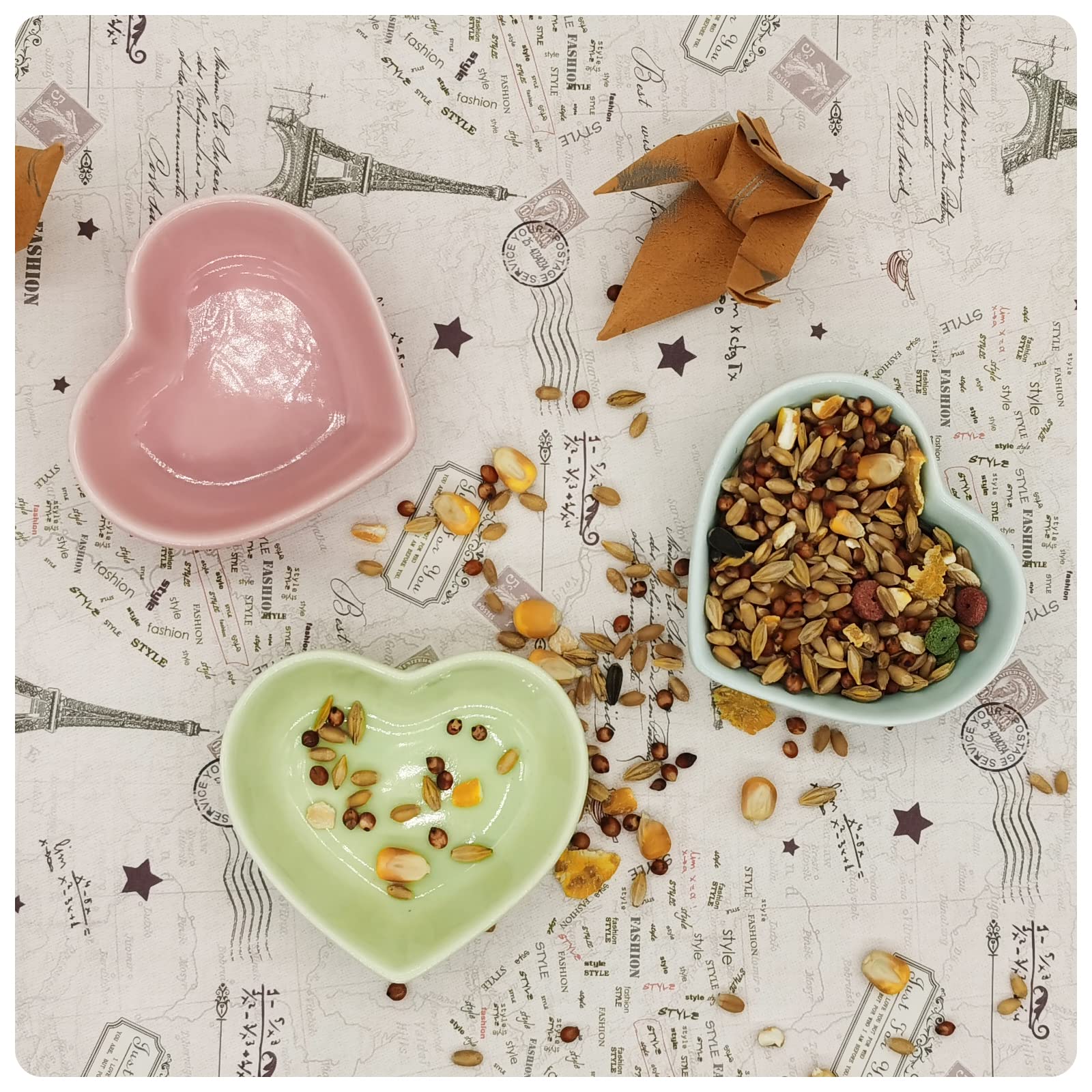 Bol en céramique en forme de cœur pour hamster, bol d'eau lavable pour cochon d'Inde, gerbille, hérisson, chinchilla, perroquet (rose)