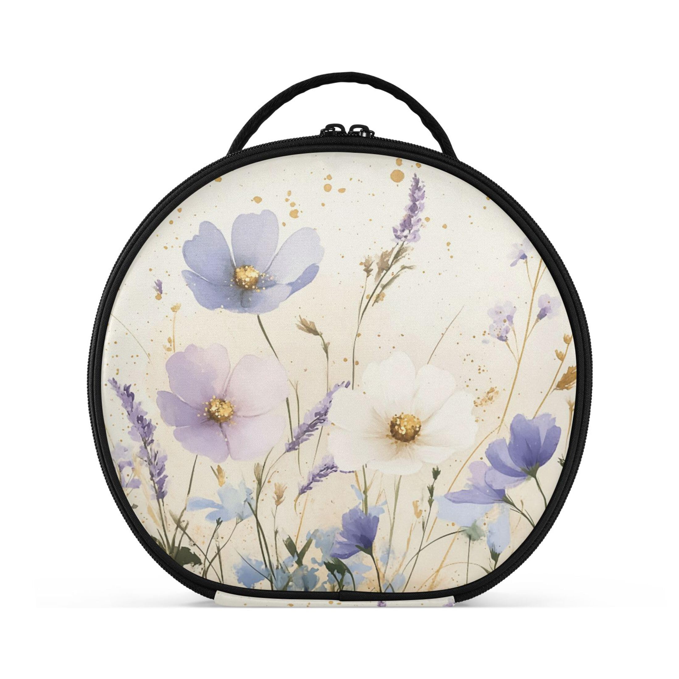 Takiito Watercolor Flowers Travel Makeup Case Portable Makeup Box Artist Cosmetic Case Organizer With Adjustable Dividers