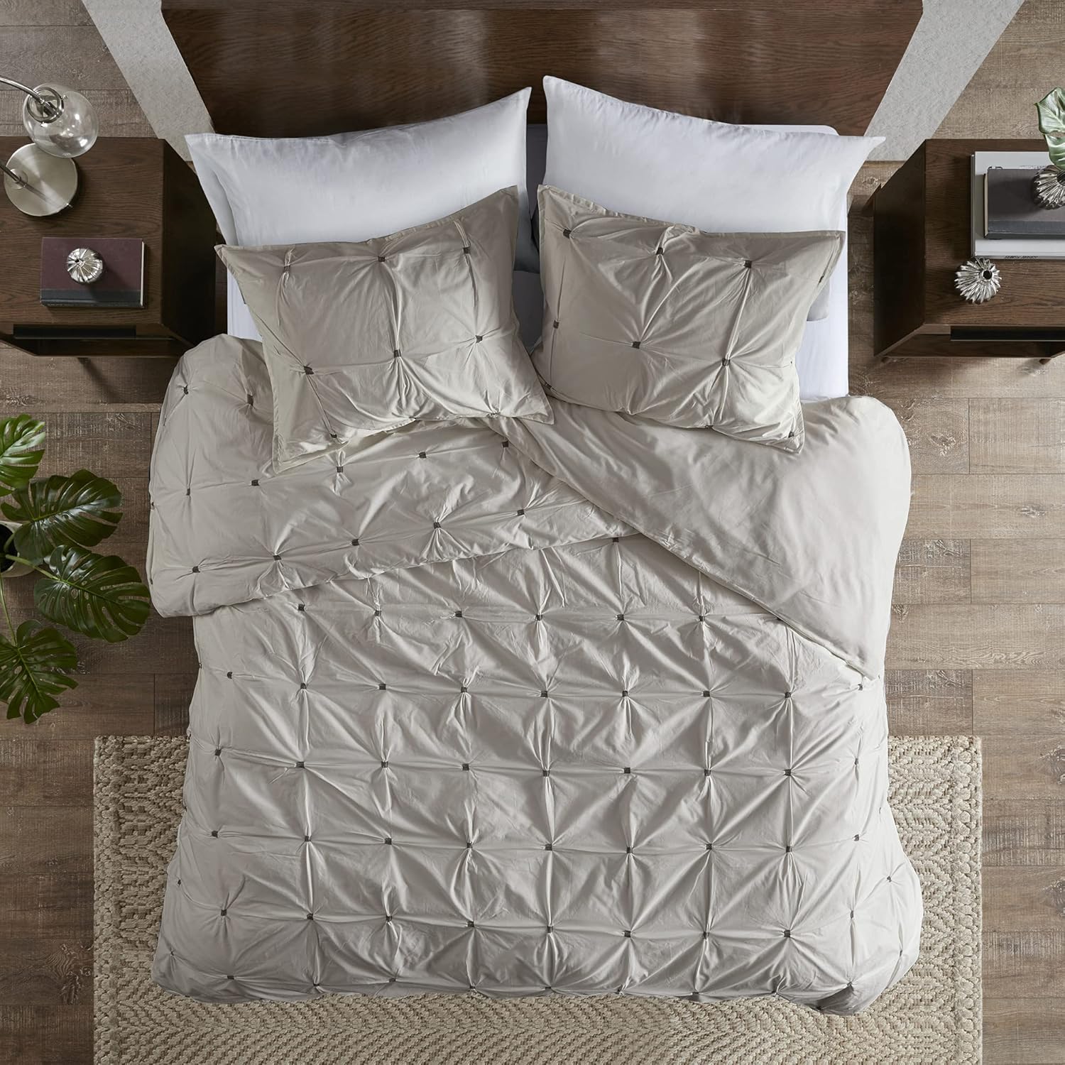 Creative Product INK+IVY Masie All Season Down Alternative Cozy Bedding with Matching Shams, Full/Queen, Gray 3 Piece