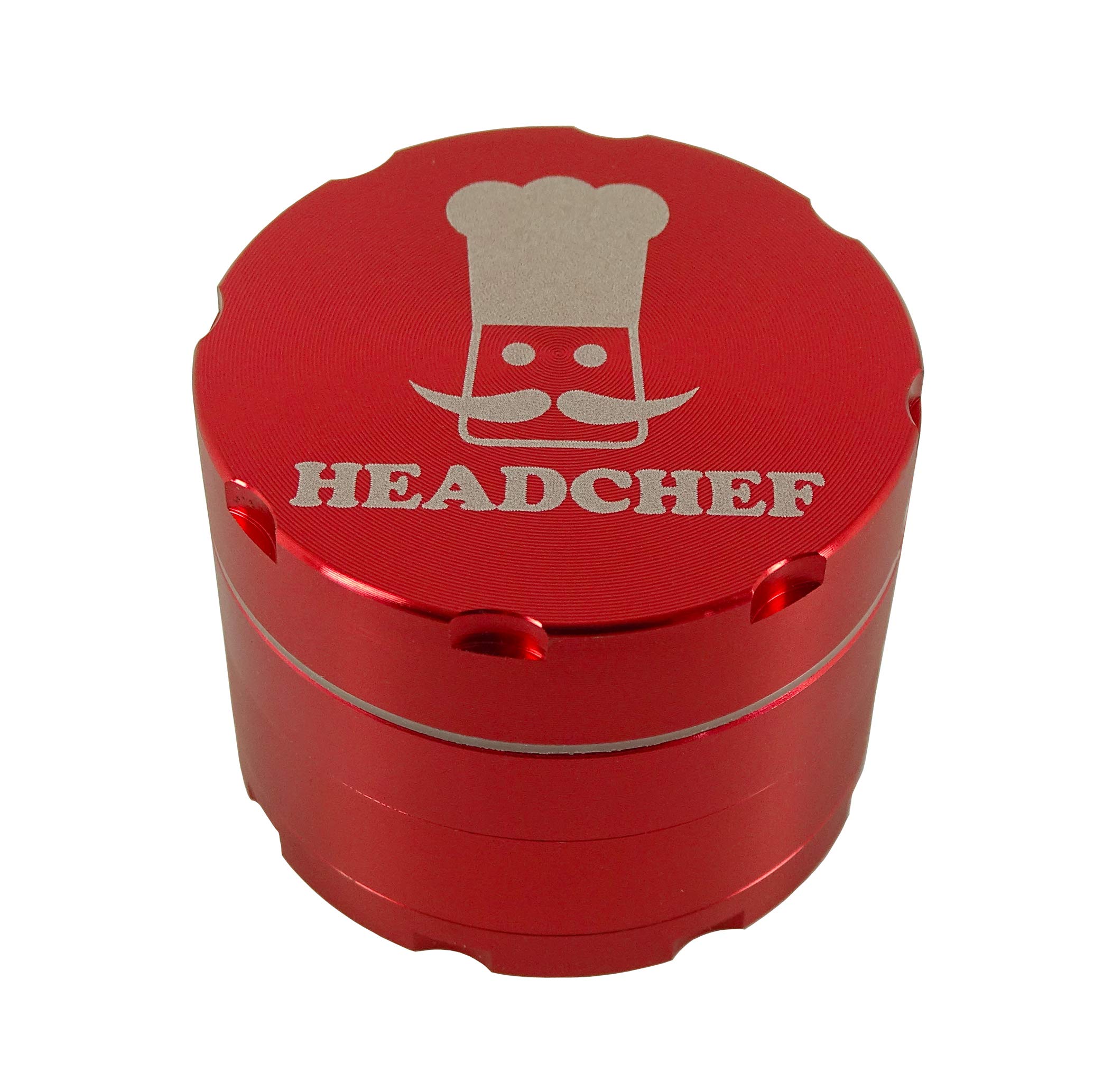 Headchef Razor 4 Piece Metal Herb Grinder with Sifter Scraper, 50mm (Red)