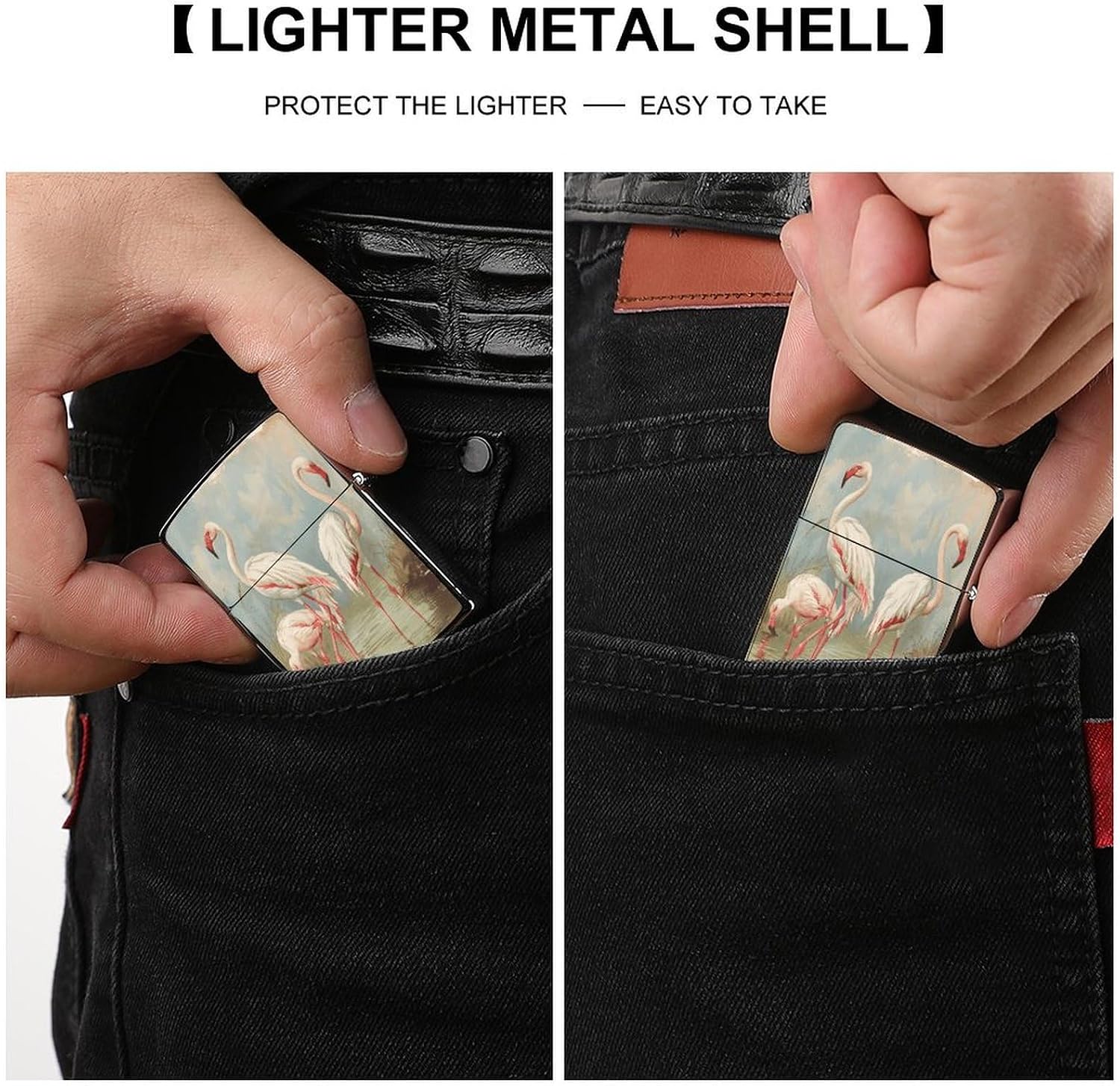 Flamingo in Water Metal Lighter Case Cover Lighter Sleeve