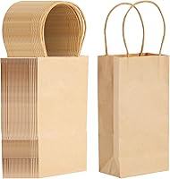 Juvale 50-Pack Mini Brown Kraft Paper Gift Bags with Handles - 3.5x2.4x7in Small Bags for Party Favors, Crafts & Retail