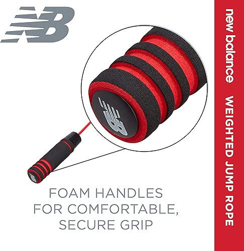 Miniatura 6 de New Balance Cuerda de saltar con peso para hombres, juego de asas de espuma pesada de 1 libra, longitud ajustable, cuerdas de saltar para