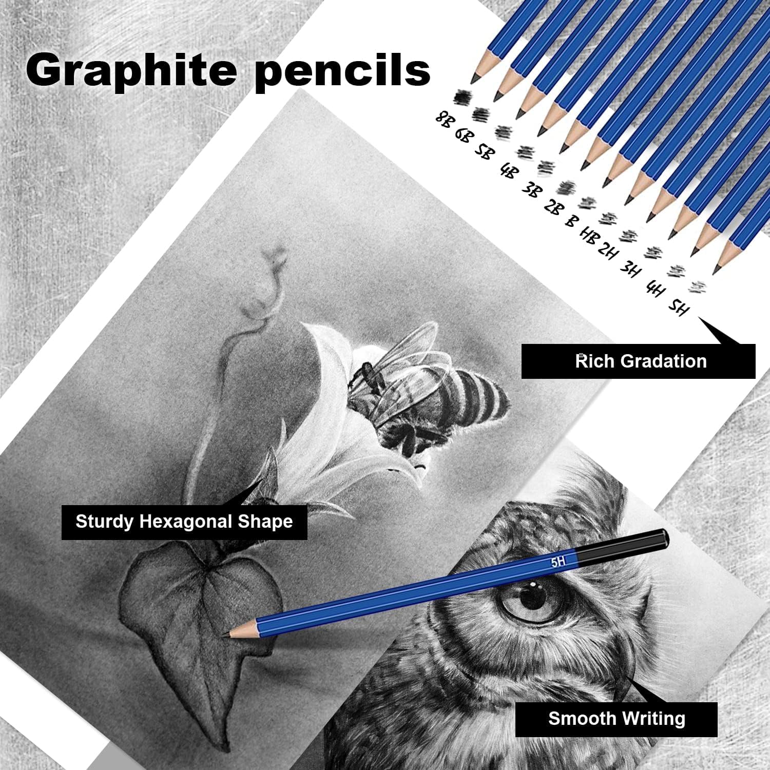 Corslet 39-teiliges Zeichenstifte-Set, Malset mit Skizzenstift, Aquarell-Buntstifte-Set, Kohlestifte für Künstler, Radiergummi, Kunstbedarf für