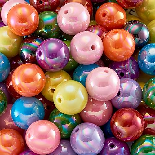 Miniatura 3 de Cheriswelry 100 cuentas de bola de goma de mascar redondas gruesas de 0.787 pulgadas de color AB sólido de 0.787 in, cuentas espaciadoras sueltas y