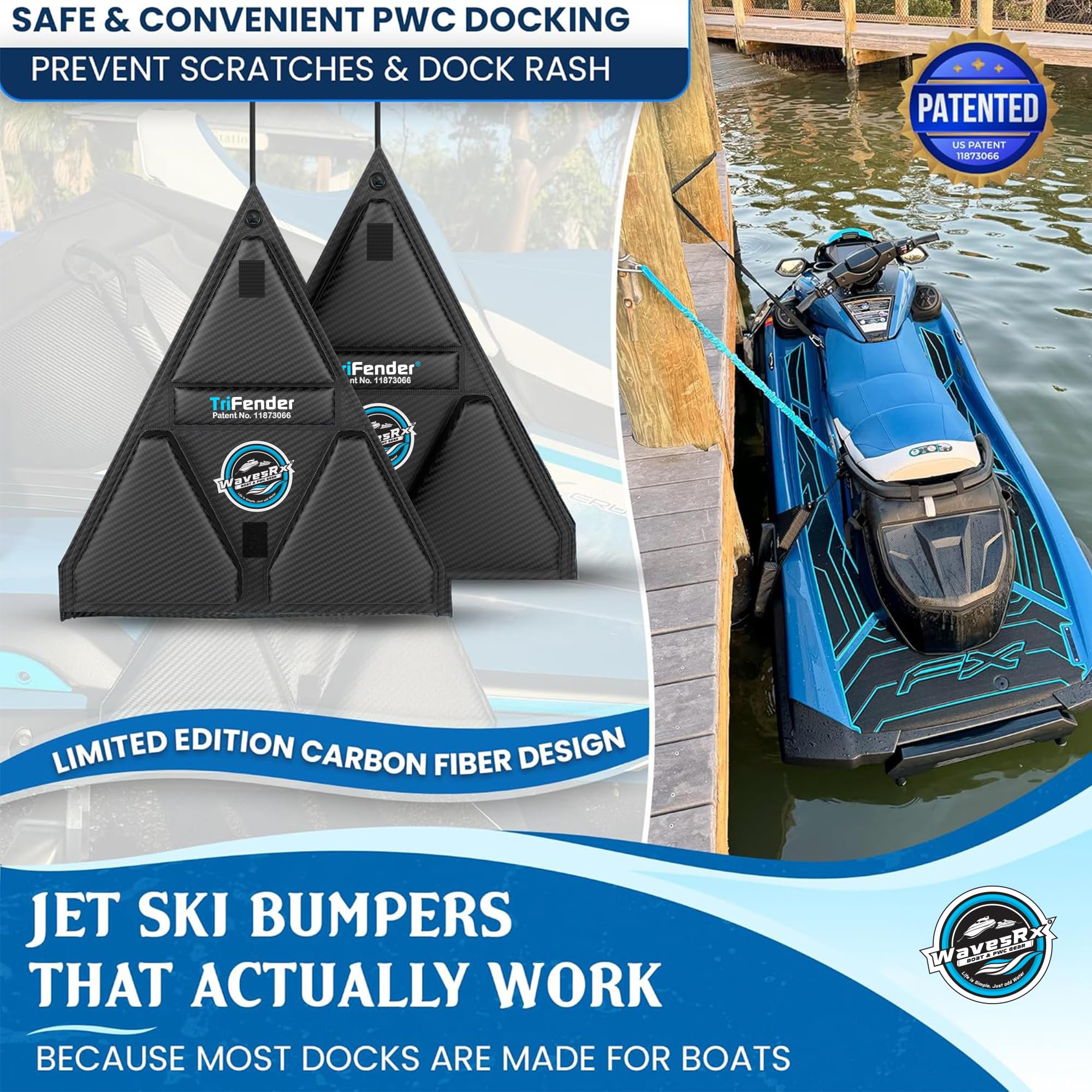 Amazon.com : WAVESRX PWC Fender Bumper + Soft Loop Cleats | Safe